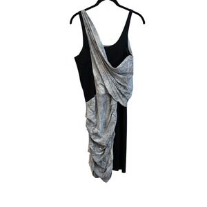 Helmut Lang Graphite Ruched Draped Sle else Silk Mini Dress Size 8